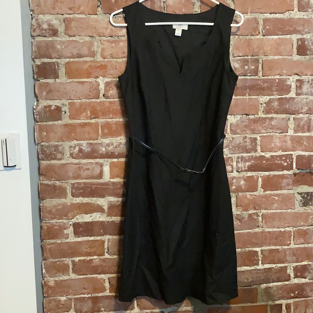 Ann Taylor Loft black sheath dress with belt sz 10
